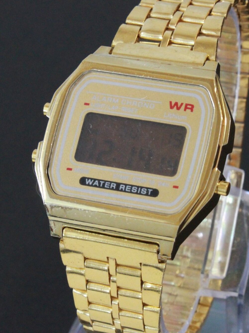 Retro Style Digital Watch Metal Case Bracelet Back light, Stopwatch, Day, Date - Picture 7 of 11